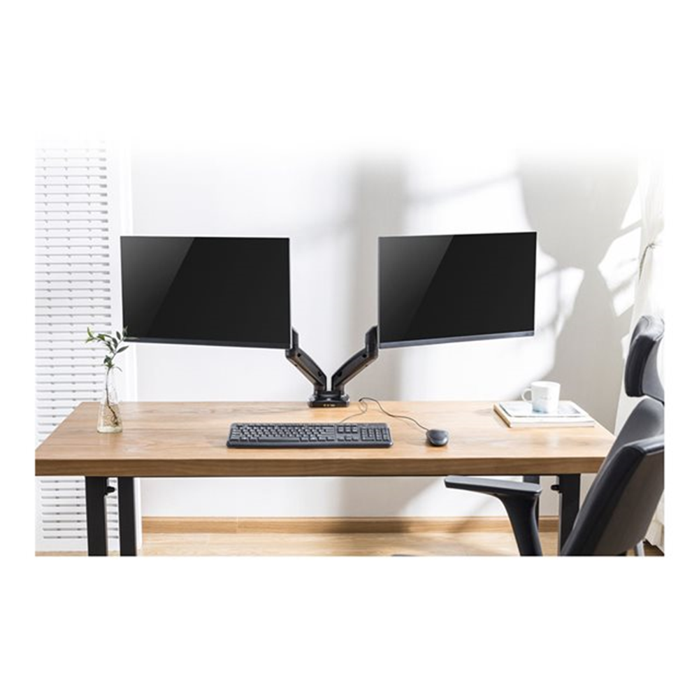 ACT bevestigingskit - verstelbare dubbele armen - voor 2 LCD-schermen - zwart