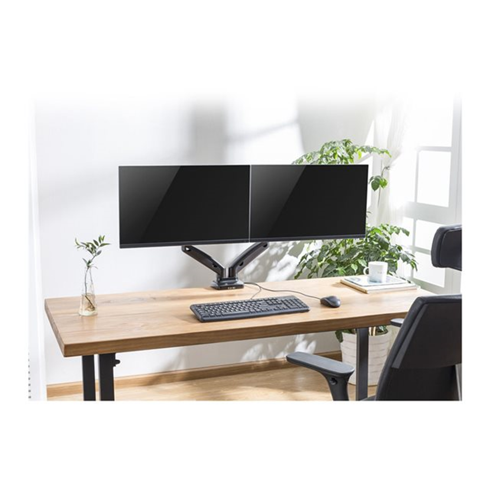 ACT bevestigingskit - verstelbare dubbele armen - voor 2 LCD-schermen - zwart