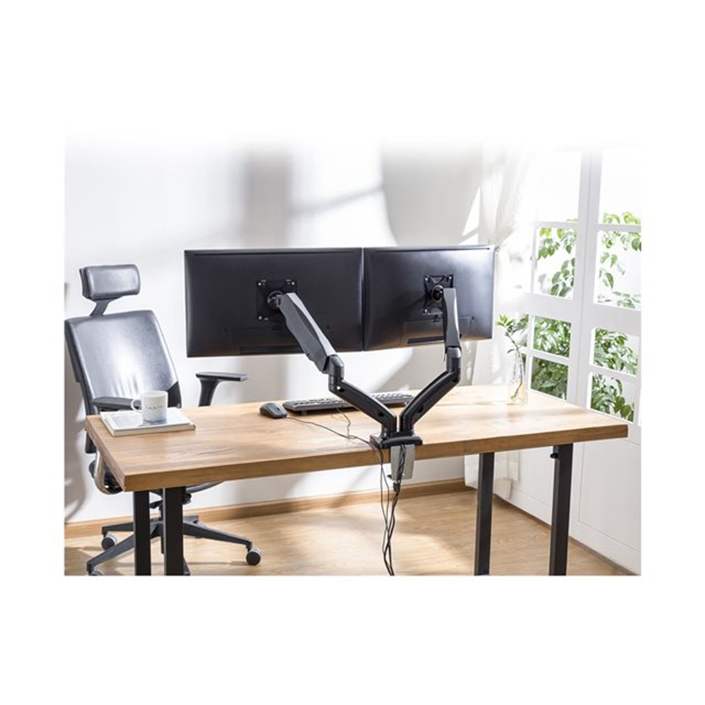 ACT bevestigingskit - verstelbare dubbele armen - voor 2 LCD-schermen - zwart